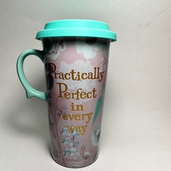 Disney Mary Poppins Ceramic 16oz Travel Mug NWT Practically Perfect with Lid - Picture 2 of 4